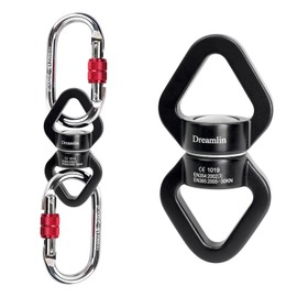 Aerial Silks Hardware Kit 30 KN Swing Swivel Aerial Yoga Hammock Rigging Aluminum Swivel Aerial Hoop Lyra Rotational Device Hanging Accessory (Black set 1)