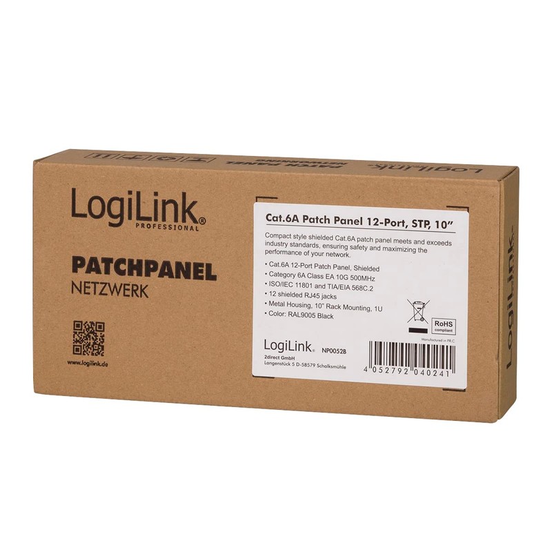 LogiLink Professional Patch Panel Cat 6 A 500 MHz, Black