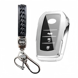 5 colours: MEDZUK compatible with Toyota bZ4X 2022-2023 2024 car key case with key ring accessories (silver)