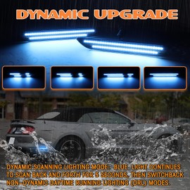 AreLokpri Dynamic Rear Side Marker Lights Compatible With 2015-2023 Ford Mustang Assembly, Side Bumper Marker Reflectors Lamp, Dual Rows Driver & Passenger Side Bumper Lights, Blue Smoked Lens 2PCS