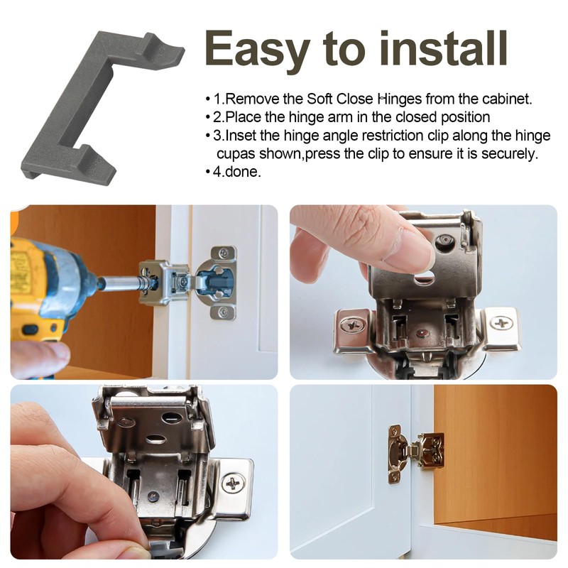 10 Pack 86 Degree Angle Restrictor/Restriction Clip for Soft Close