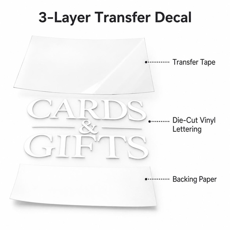Wedding Card Box Vinyl Decal: White 6 Inch Cards &