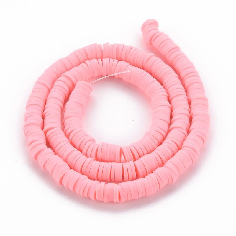 Handmade Polymer Clay Heishi Beads 6mm x 1mm – Pink
