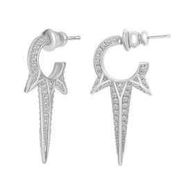 Obidos White Gold Hoop Earrings - Spike Huggie Small Hoop Earrings for Women Boho Simple Hypoallergenic Statement Earrings