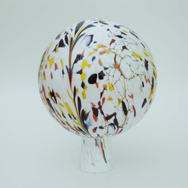 Lauschaer Glas Garden Ball Rose Ball Glass with Granules White Height 19 cm Diameter 15 cm Hand-Blown Hand Shaped