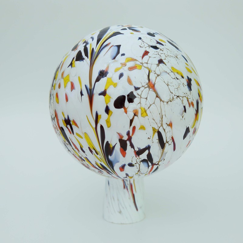 Lauschaer Glas Garden Ball Rose Ball Glass with Granules White