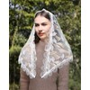 Mantveil Traditional Lace Church Veil: White Gold Embroidered Triangle Catholic