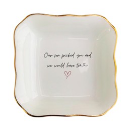 BAT TRANG Ceramic Jewelry Tray - Thank You For Raising The Man I've Always Prayed For Dish - Mother of The Groom Gifts From Bride - Mother In Law Gifts - Mother Of Groom Gifts (Daughter in Law 01)