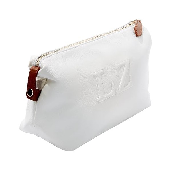 Personalization Universe Trapunto Embroidered Vegan Leather Make Up Bag- Rose