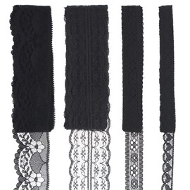 ZNZAKKA Black Lace Trim 20 Yards Sewing Lace Ribbon for Crafts Bridal Wedding Decorations, Bouquet and Gift Packaging