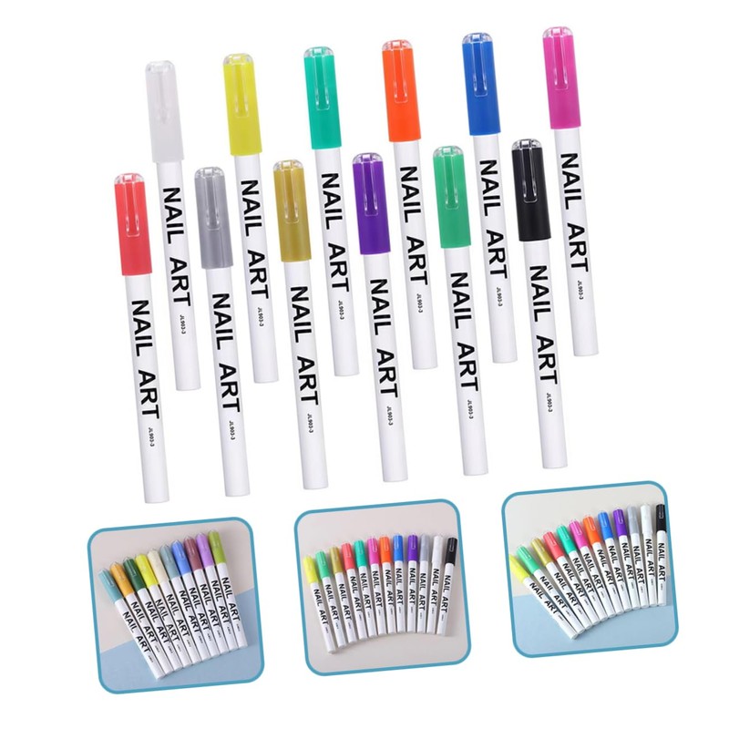 FOMIYES Nail Art Pen Set 12pcs 3d Manicure Paint Pens
