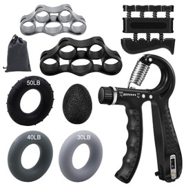 Grip Strengthener Hand Grips Strengthener Kit 8PCS, Adjustable Resistance Forearm Strengthener 10-100KG, Finger Strengthener, Grip Ring and Hand Exercise Stress Balls for Arthritis Hand Therapy