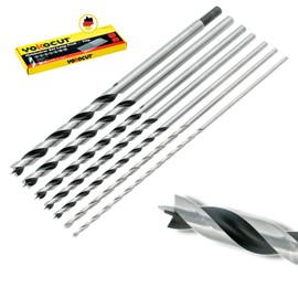 YOKOCUT Wood Drill Bit Set Long Professional – [7 Pieces in Storage] – Auger Drill Bit Diameter 4 mm, 5 mm, 6 mm, 7 mm, 8 mm, 10 mm, 12 mm x 300 mm, Long Formwork Drill, Beam Drill, Long Wood Twist