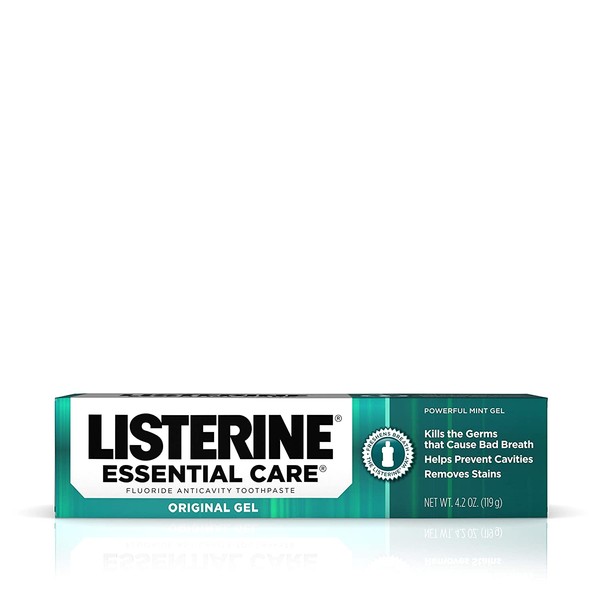 Listerine Essential Care Original Gel Fluoride Toothpaste, Prevents Bad Breath and Cavities, Powerful Mint Flavor for Fresh Oral Care, 4.2 oz ( pack of 6 )