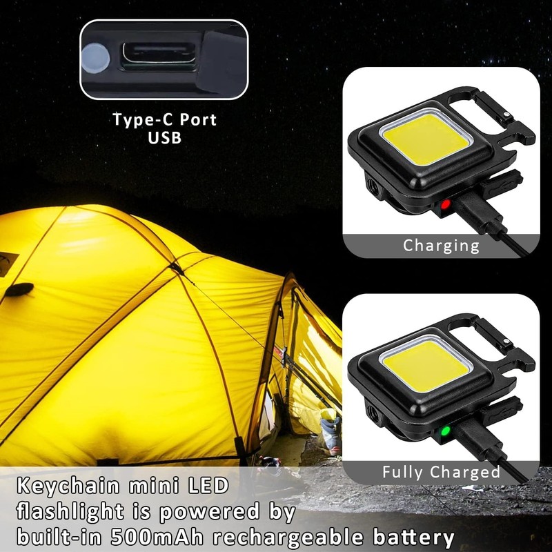 RETZLA Cob Keychain Work Light Keychain Flashlight 4 Light Modes,