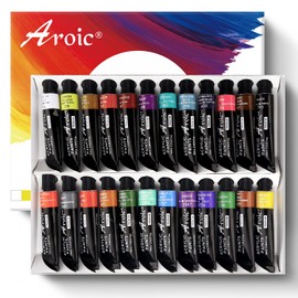 AROIC Acrylic Paint Set 24 Colors 10ml, The Best Gift for Acrylic Painting Beginners, Children, Adults and Art Lovers