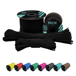 EdcX 2mm Nylon Paracord 275 (50 and 100m) - 100% Nylon Rope, 3-Core Cord, Nylon Cord 2mm in Many Colours (Black, 50m)