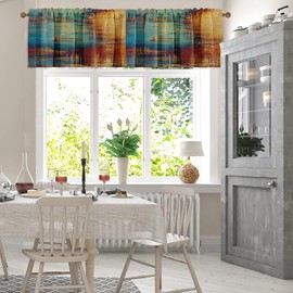 Emvency 2 Pack Valances Window Treatments, Blue and Orange Vintage Messy Rust Blackout Drapes Adjustable Curtain for Windows Living Room Kitchen Over Sink, 12x52 Inch Rod Pocket Valances