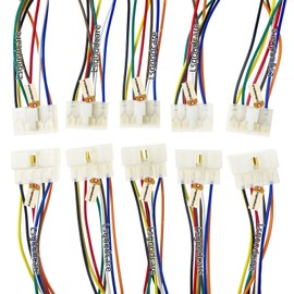 Lsgoodcare 10Pcs 6.3MM 8 Pin Electrical Automotive Wire Connector Kits Auto 8 Way Male Female Socket Plug Terminal with 18Awg 5.9 In Wire for Motorcycle Car