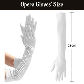 NebulaGlam 1920s Gloves Elbow Long Satin Gloves Women's Elegant Satin Classic Evening Gloves (White), White