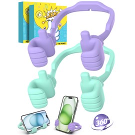 CALDEVER Easter Basket Stuffers for Teens Girls Boys Cell Phone Stand: 2 Pack UPGRADE Adjustable Thumbs Up Lazy Phone Holder for Desk Fun Birthday Gifts Easter Gifts for Adults Toddlers Women Men Wife Kids