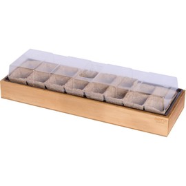 Siena Garden Growing Wood Box with 16 Pots Biodegradable