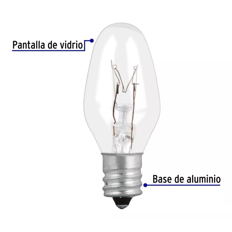 Volteck Caja Con 50 Focos Incandescentes Transparentes Base E12 7.5w