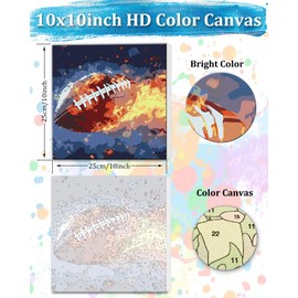TOCARE Framed Paint by Numbers Kit for Adults Beginner & Kids Ages 8-12, American Football Paint by Number with Frame, Football Paint by Number Kits Canvas Framed (10x10 Inch, Without Easel)