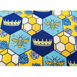 Bee Print Fabric – 100% Cotton Poplin, 44” Wide – Bee Themed Material for Sewing, Quilting, Crafts, Floral Nature Fabric (Beehive Hexagons, Metre)