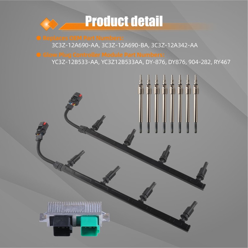 higehio 6.0L Valve Cover Gasket Kit with 8 Glow Plugs