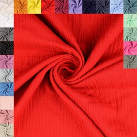fingsi 5019 Muslin Cotton Fabric Sold by the Metre Coupon (Red, 0.5 m) + 23 Other Colours