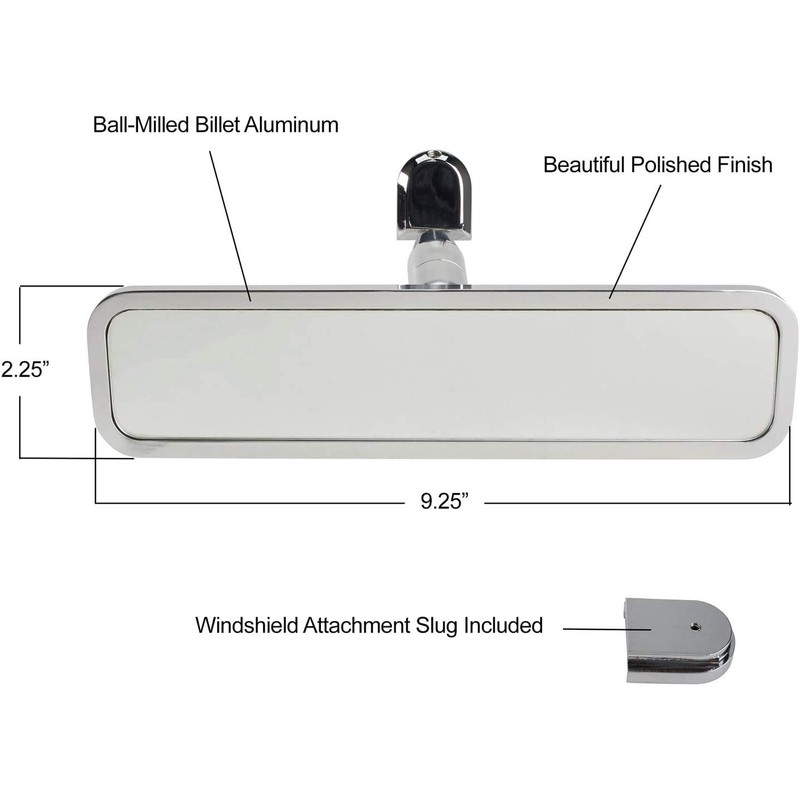 Cobra-Tek Chrome Billet Aluminum Rear View Mirror Ball Milled
