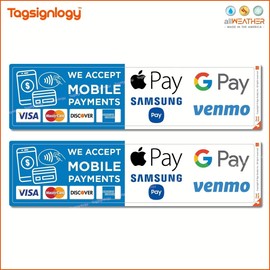 Tagsignlogy 2 Credit Card Contactless Mobile Payment Sign Waterproof Sticker for Apple Pay..