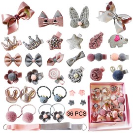 36 Piezas Pinzas para El Cabello de la Niña Lazos para El Cabello lindos Lazos para El Cabello Del Bebé Accesorios para El Cabello Pinzas para El Cabello con Cola de Caballo Set para Bebés Niñas Adolescentes Niños Pequeños, Estilos Surtidos
