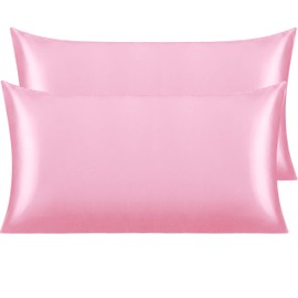 NTBAY 2 Pack Satin King Pillowcases for Hair and Skin, Luxurious and Silky Pillow Cases with Envelope Closure, 20x36 Inches, Pink