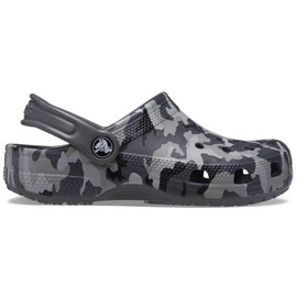 Crocs Unisex Kids' Classic Camo Clog, Black/Grey, 4 M US Toddler