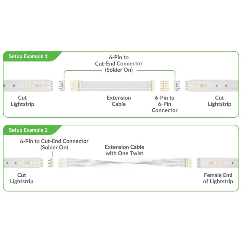 Litcessory 6-Pin to Cut-End Connector Compatible with Nanoleaf Essentials Lightstrips
