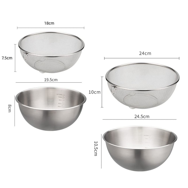 Set of 4 Colander and Ball Colander Set Stainless Steel
