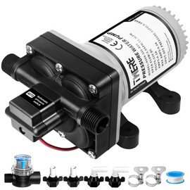4008-101-A65/E65 RV Water Pump with Strainer,12V 55 PSI 3.0 GPM Camper Water Pump-1/2MNPT Connection,Fit for Camper,RV,Shower,Sprayer | Self Priming | On Demand Diaphragm | Quiet Operation