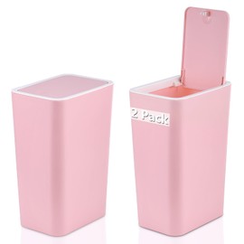 Eleckey Small Trash Can with Lid(Pink) - 2 Pack