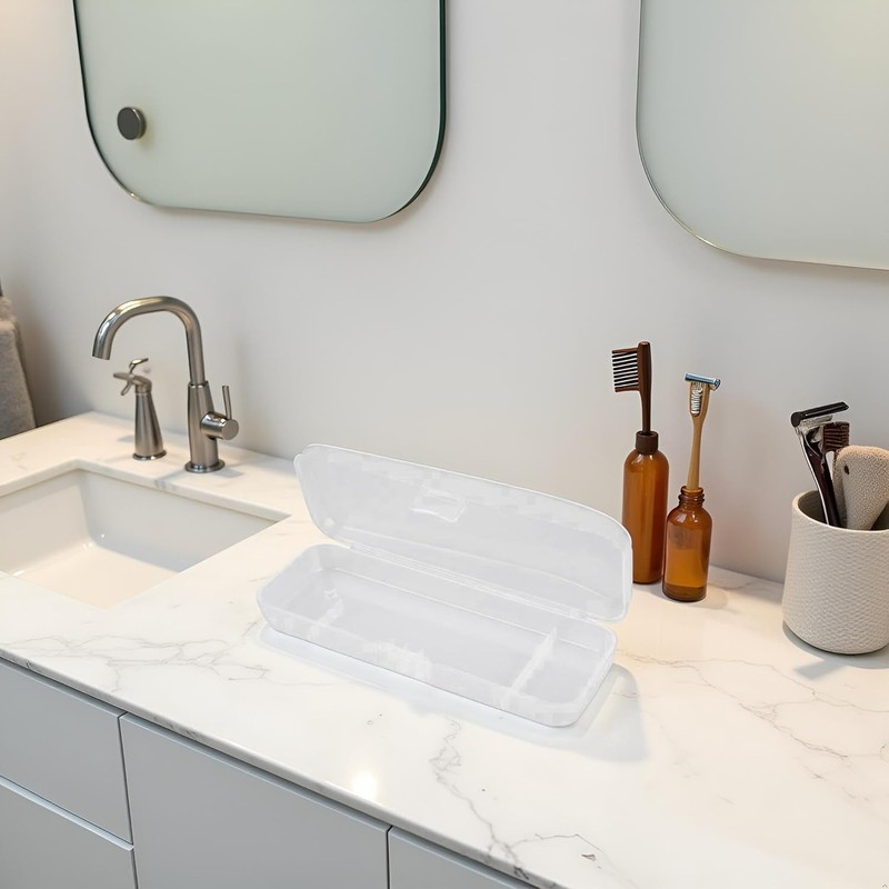 Weiße transparente Rasierbox für Rasierer, Rasierer-Schutz, Kunststoff-Box, Behälter, Aufbewahrung für