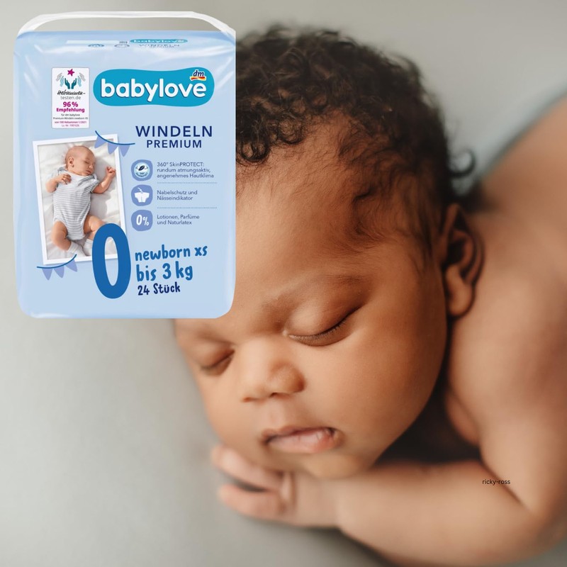 babylove Nappies Premium Extra Soft Size XS, Newborn up to
