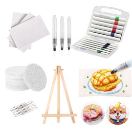 Magic Puffy Paint, Pack of 20 Foam Painting Paper, 3D Foam Painting Set, Magic 3D Foam Texture Painting Set with 12 Colours Pens, Water Brush, Foam Texture Painting Paper for Children, DIY (Rectangle