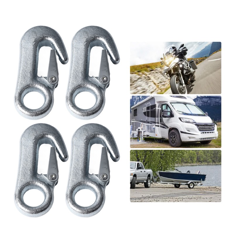 4Pcs Trailer Snap Hook 90mm Iron Tow Hook Safety Chain