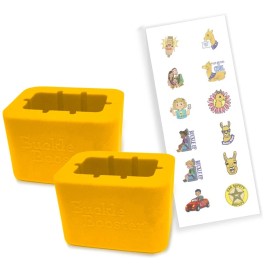 Buckle Booster™ Seat Belt Receptacle Raiser - Long Neck Pull Over Style, Yellow - Two Buckle Boosters