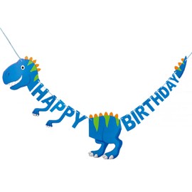 Bandera de fiesta de cumpleaños de dinosaurio, guirnalda de animales prehistóricos de dibujos animados, decoraciones de cumpleaños con temática de dinosaurio, divertidos banderines para colgar en la