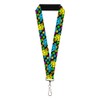 Buckle-Down Lanyard, Smiley Faces Melted Stacked Black Multi Neon, Elastic