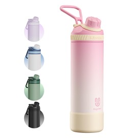 magcheer 24oz Insulated Water Bottle with Straw | Double-Wall Vacuum Stainless Steel, Wide Mouth Design, Leak-Proof Reusable Bottle for Gym, Sports & Daily Hydration - Pink