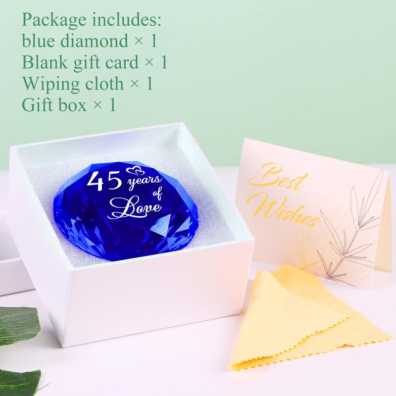 YWHL 45th Wedding Anniversary Sapphire Gift for Couple, 45 Years