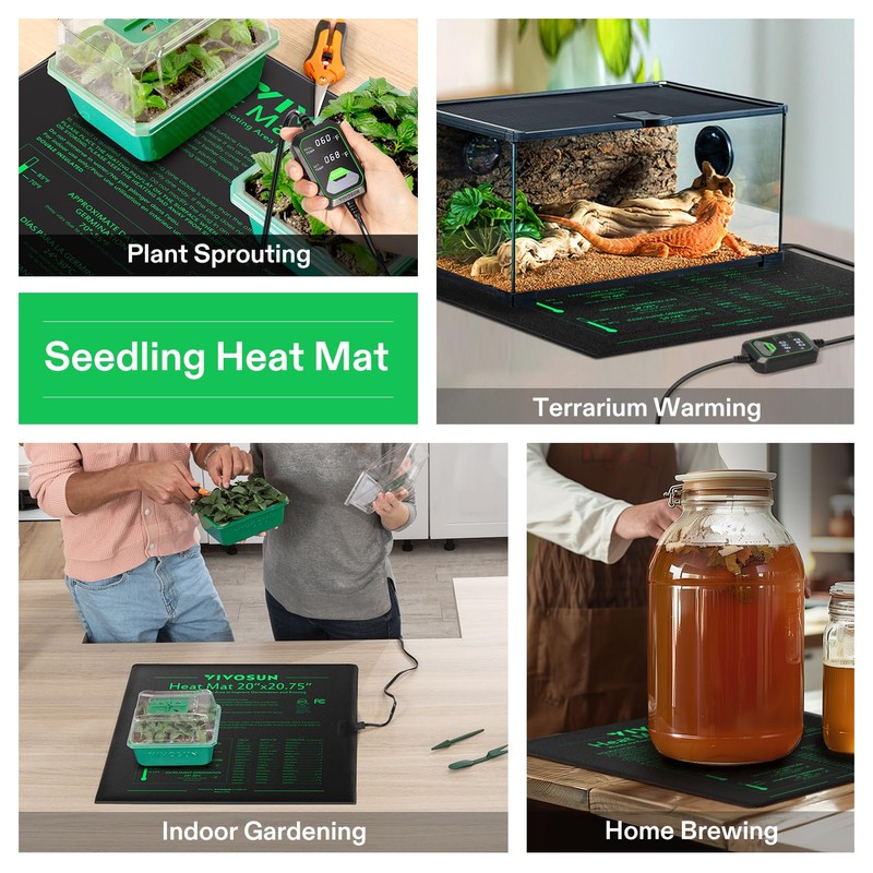 VIVOSUN 20"x20.75" Seedling Heat Mat with Built-in Temperature Controller, UL
